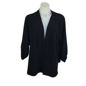 Torrid Womens 3/4 Ruched Sleeve Open Front Blazer Jacket Black Plus Size 3X
